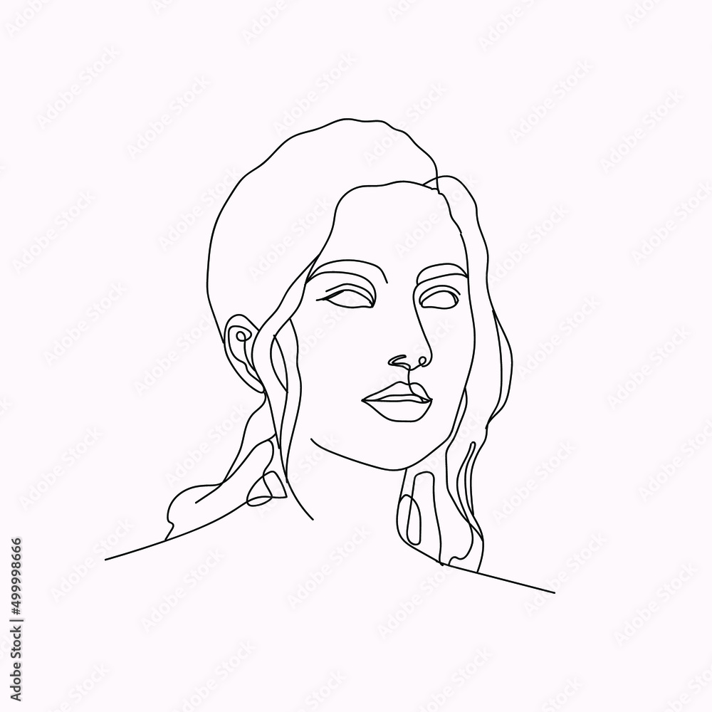 Woman minimal hand-drawn illustration. one-line style drawing Woman minimal hand-drawn illustration. one-line style drawing