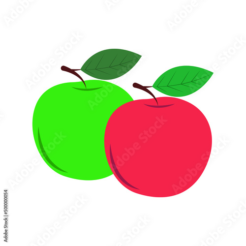 Isolated apples. Green and red. Sweet fruits. Cartoon flat illustration.