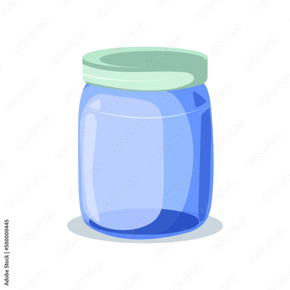 Isolated glass jar with lid. Bright flat illustration. Isolated glass jar with lid. Bright flat illustration.