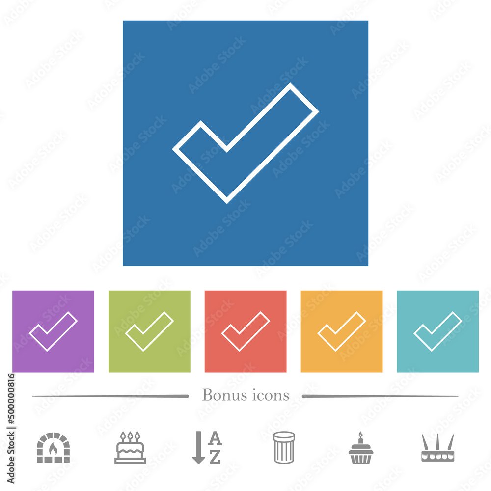 Ok outline flat white icons in square backgrounds Ok outline flat white icons in square backgrounds
