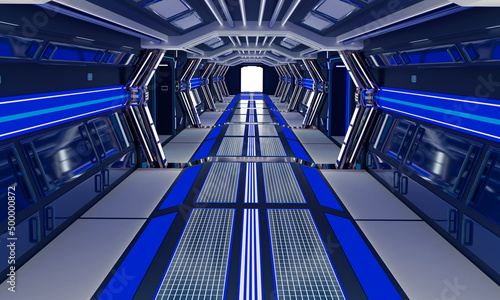 Fototapeta Naklejka Na Ścianę i Meble -  3d illustration , futuristic tunnel with neon lights, 3d rendering