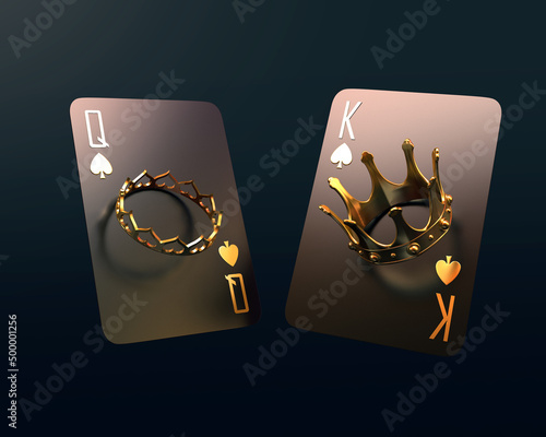 casino teble cards poker balckjack baccarat and chips gold  3d render 3d rendering illustration  photo