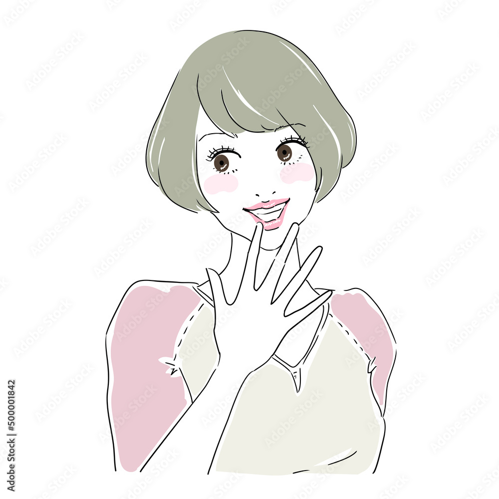 可愛いポーズの若い女性　微笑み
