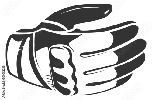 Motorcycle glove icon. Biker equipment. Racer symbol