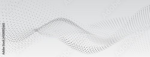 Abstract background with curved surfaces made of small dots in gray colors