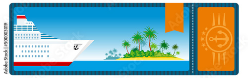 Cruise travel ticket template. Ship boarding pass