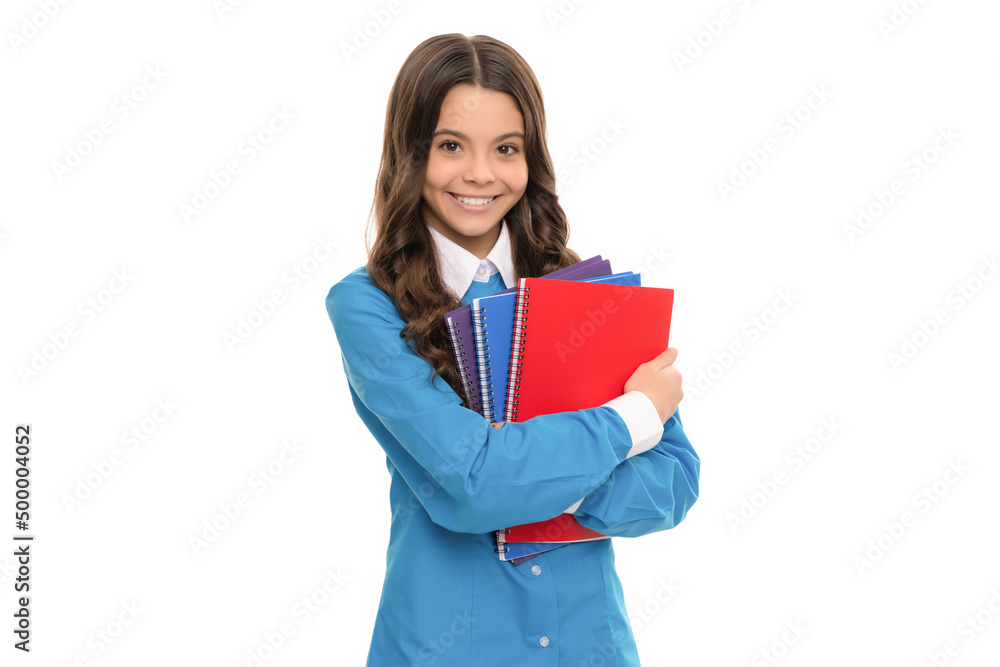 cheerful kid with homework. teenager student isolated on white. high school education. cheerful kid with homework. teenager student isolated on white. high school education.