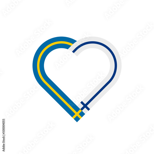 unity concept. heart ribbon icon of sweden and finland flags. vector illustration isolated on white background