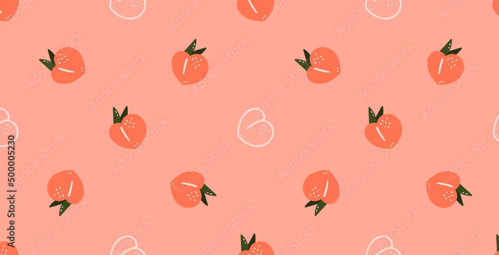 Vector seamless pattern with peaches. Trendy hand drawn textures. Modern abstract design for paper, cover, fabric, interior decor and more. Pink pattern with peaches.
Vector seamless pattern with peaches. Trendy hand drawn textures. Modern abstract design for paper, cover, fabric, interior decor and more. Pink pattern with peaches.