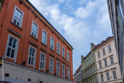 Colorful street in Bratislava Historic Center, Slovakia