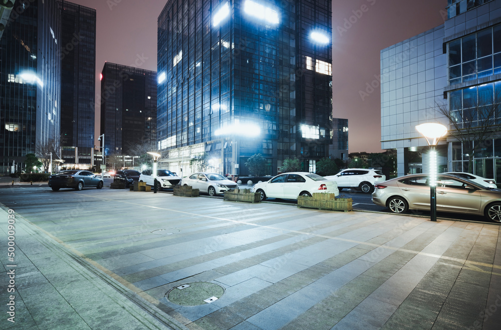 Naklejka premium Urban modern commercial buildings and space platforms - background pictures of automobile advertisements