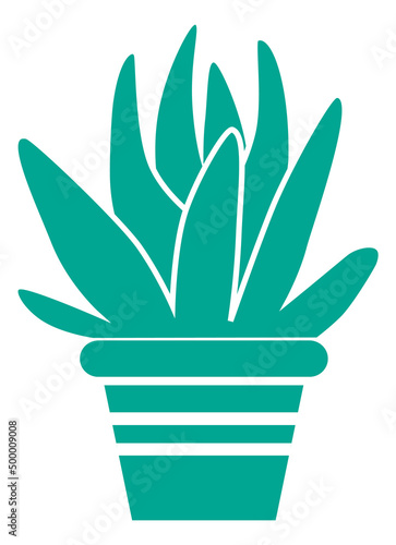 Snake plant in pot. Green houseplant silhouette icon