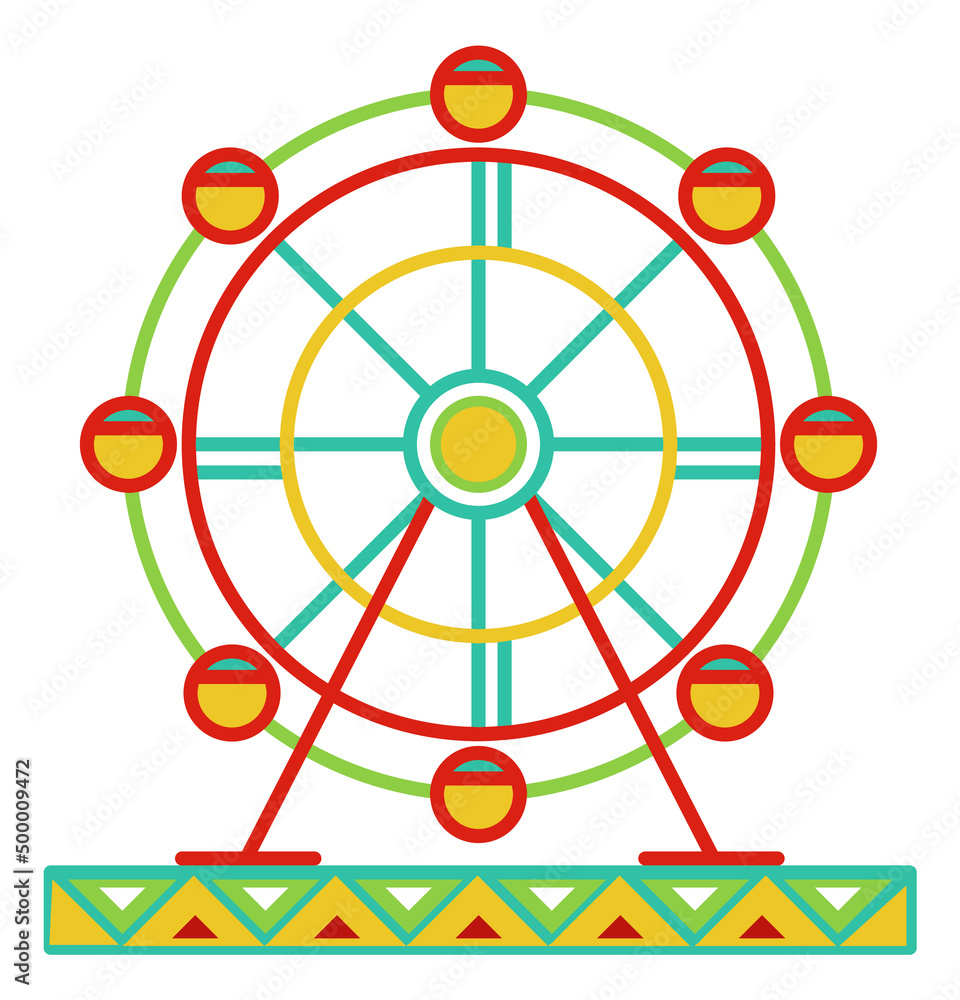 Ferris wheel color icon. Amusement park attraction Ferris wheel color icon. Amusement park attraction