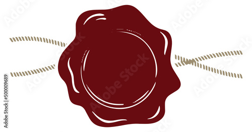 Red rubber letter stamp. Wax seal icon