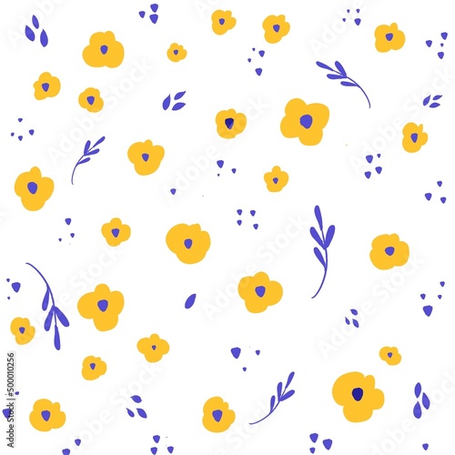 Fototapeta Naklejka Na Ścianę i Meble -  Floral seamless pattern. Creative blooming texture. Wildflowers background. Great for fabric, textile, scrapbooking.