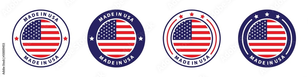 Made in the USA labels Icon, made in the USA logo, USA flag Icon , American product emblem, Vector illustration Made in the USA labels Icon, made in the USA logo, USA flag Icon , American product emblem, Vector illustration