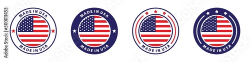 Made in the USA labels Icon, made in the USA logo, USA flag Icon , American product emblem, Vector illustration