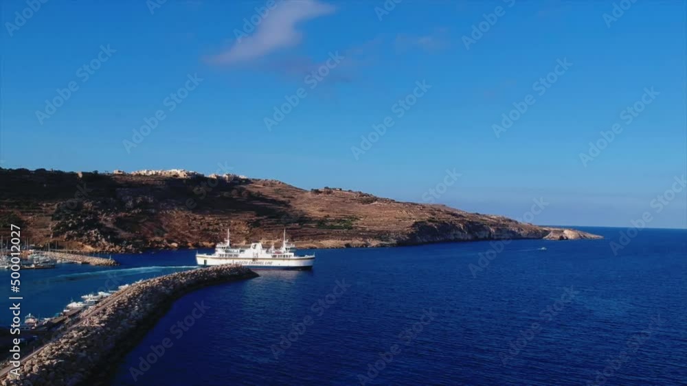 Aerial Flight Ferry Boat On The Ocean Aerial Flight Ferry Boat On The Ocean