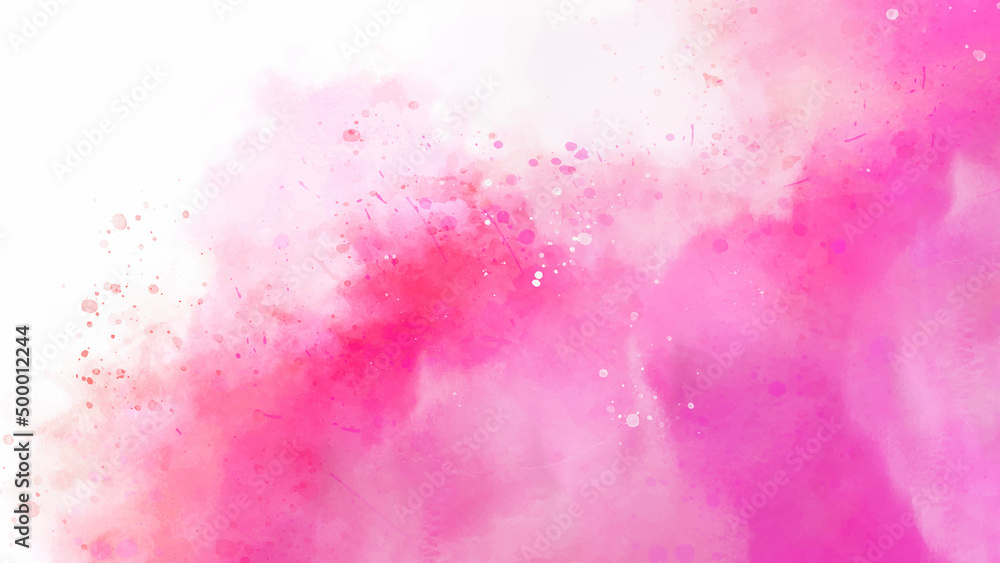 abstract hand drawn pink watercolor background with drops. pink watercolor wet wash splash isolated on white background template vector.