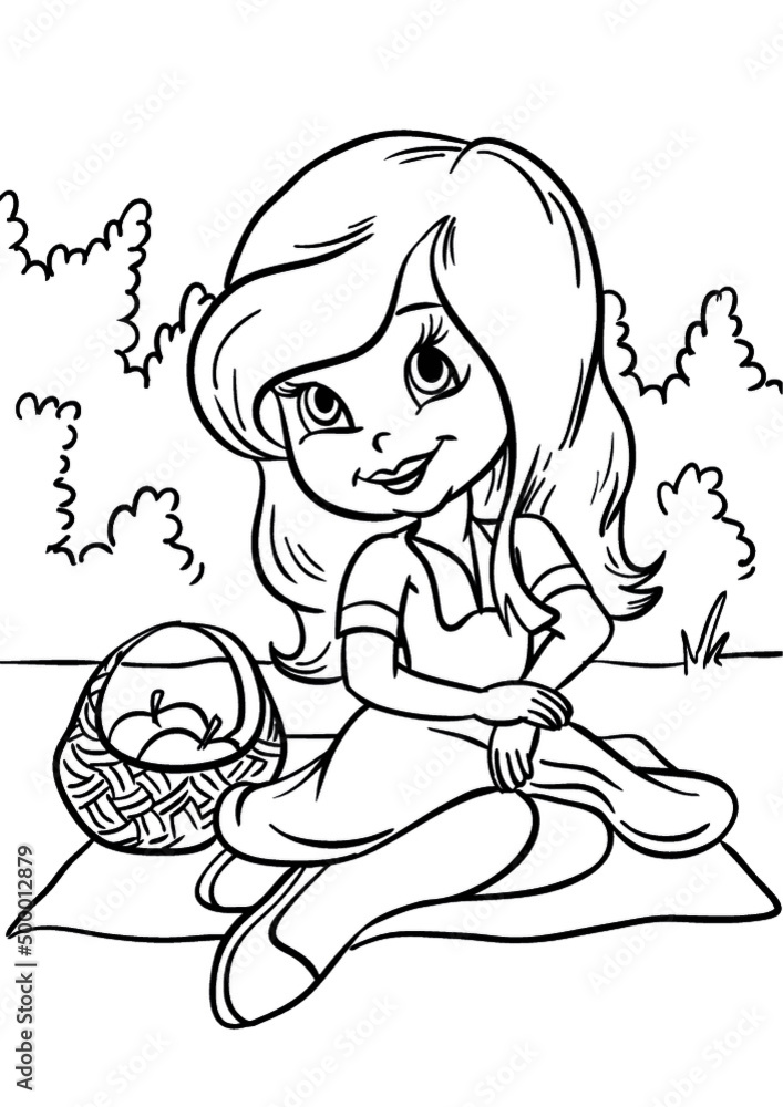 dziewczynka na pikniku - obrazy, fototapety, plakaty 