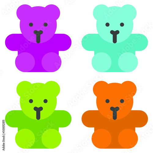 Wallpaper Mural Set of multicolored teddy bears. Bears icon. White background. Vector illustration. EPS 10. Torontodigital.ca