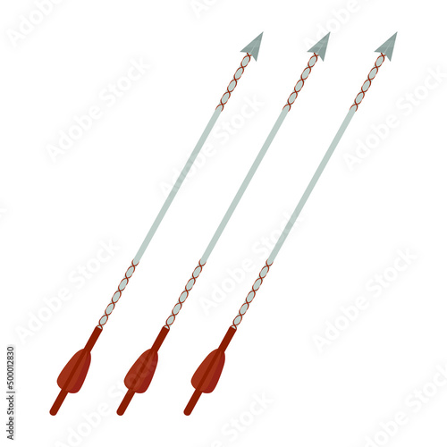 Hunting arrows. Archer. Icon. Three arrows White background. Vector illustration. EPS 10.