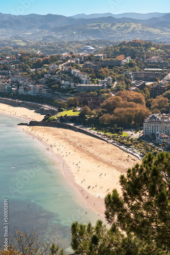 aerial view of the beaches and the city of San Sebastián © victor
