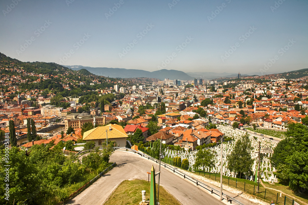 Stadtpanorama von Sarajevo in Bosnien Herzegowina