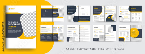 Company brochure template layout design, orange and black company brochure template layout vector