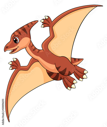 Flying dinosaur. Cute winged dino. Pteranodon icon