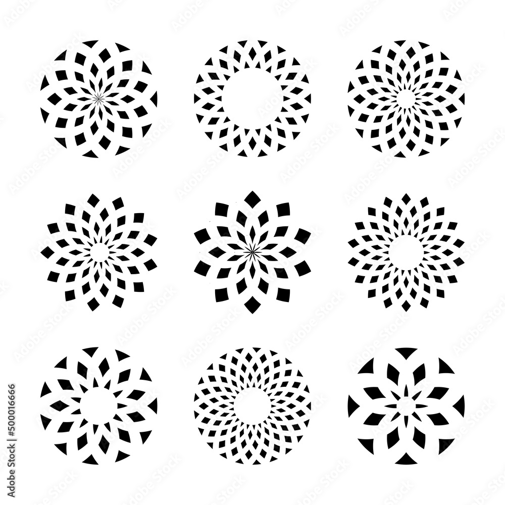 Abstract geometric circle patterns. Elements for design. Abstract geometric circle patterns. Elements for design.