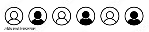 User profile login icon vector set. User icons for app or web site. User avatar icon or button. Person icon. Editable stroke. Isolated. Line and flat style. Vector illustration
