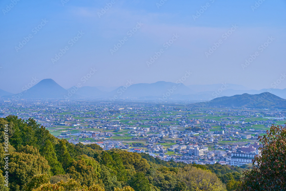 金刀比羅宮 御本宮付近の展望台から北東側(讃岐平野,讃岐富士)を見る