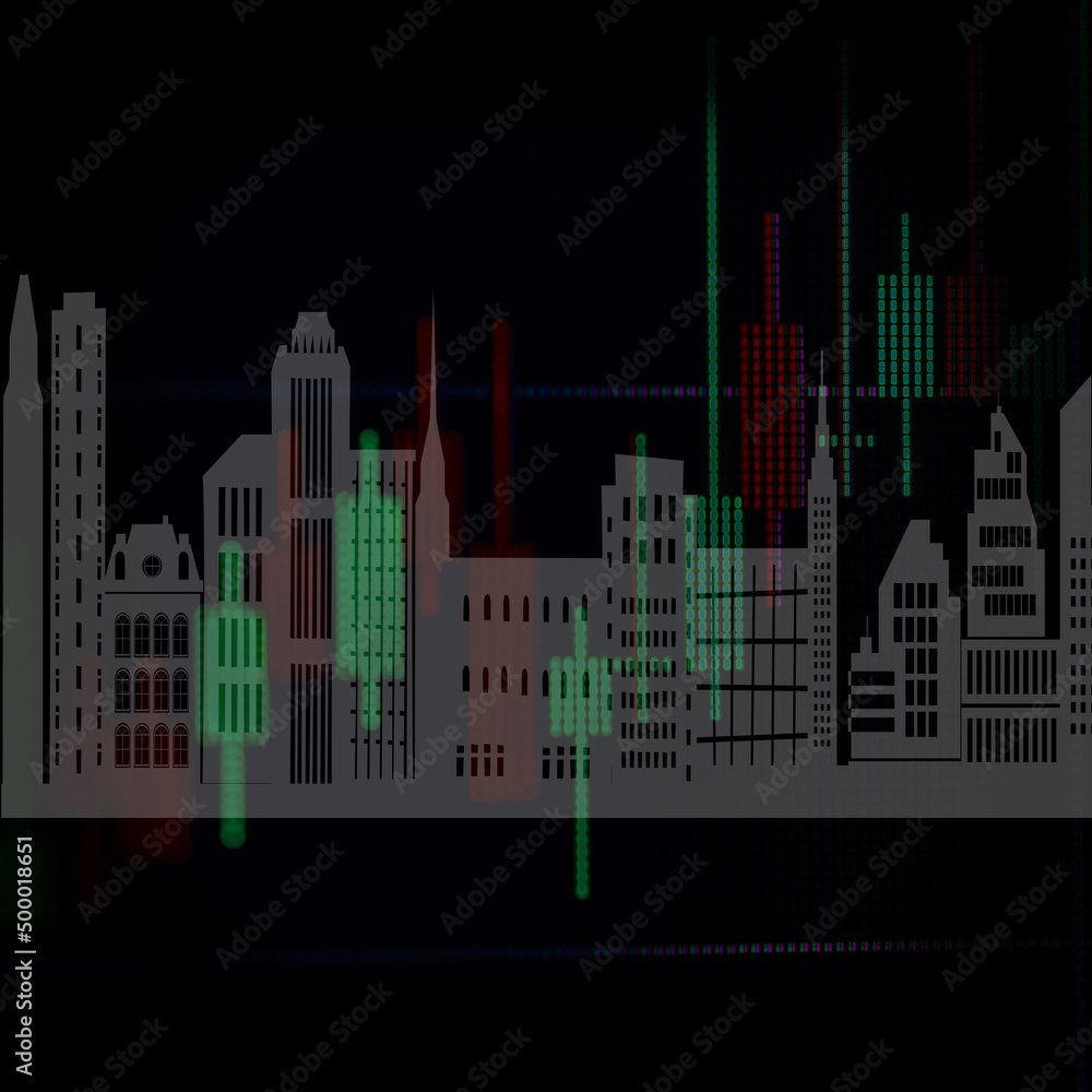 Candlestick graph chart of stock and forex market to represent the revenue growth. the stock market crashed from covid19 and war, and waiting for reverse trend to investing in growth stocks.