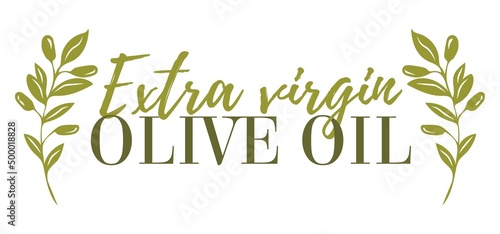 extra virgin olive oil icon vector illustration. Elegant Logo template with olive branch - simple linear style