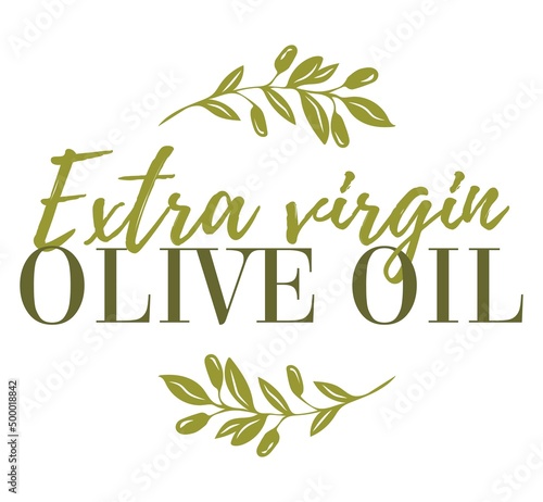 extra virgin olive oil icon vector illustration. Elegant Logo template with olive branch - simple linear style