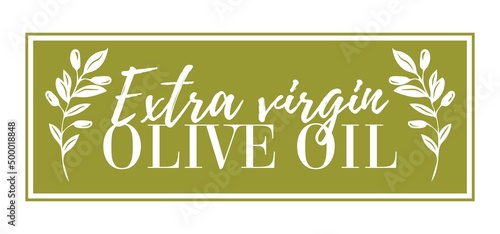 extra virgin olive oil icon vector illustration. Elegant Logo template with olive branch - simple linear style