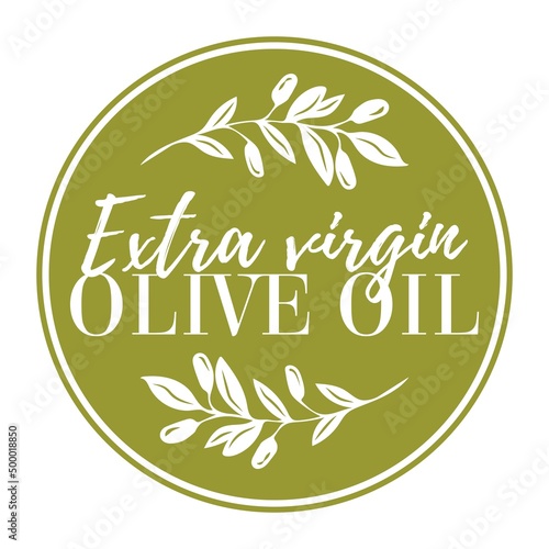 extra virgin olive oil icon vector illustration. Elegant Logo template with olive branch - simple linear style