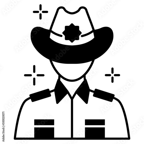 Law enforcement Agent Vector line Icon Design, American culture and traditions Symbol, United States Social Sign, US Arts and literature Stock illustration, American deputy Sheriff Concept