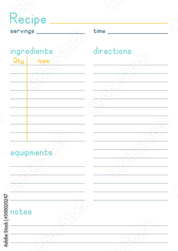 Ready to Print Recipe Template