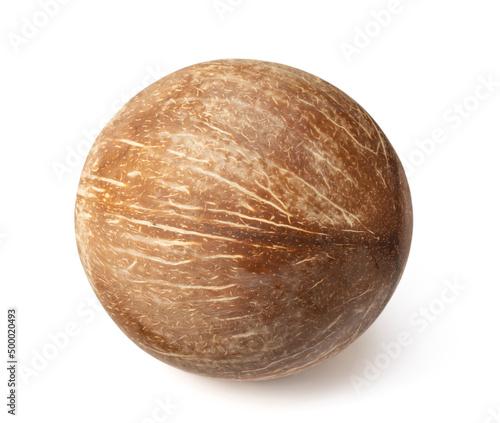 One coconut fruit isolated on white background.