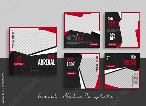 Editable minimal square banner template with geometric shapes for social media post, story and web internet ads. Vector illustration