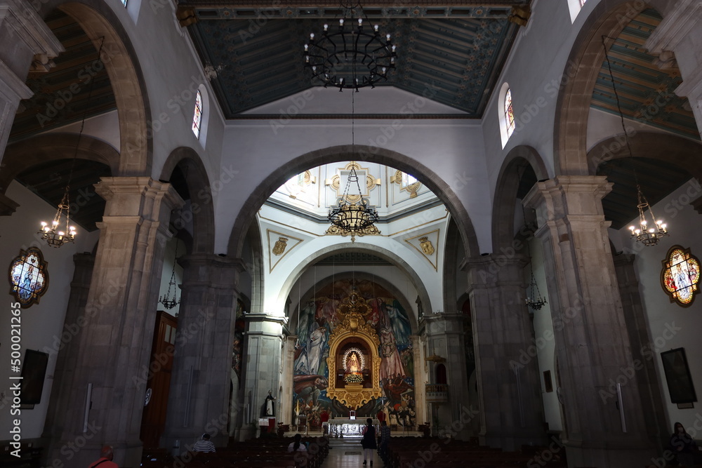 Candelaria, Tenerife, Canary Islands, Spain, March 8, 2022: Main hall of the Basilica of Candelaria in Tenerife. Spain
