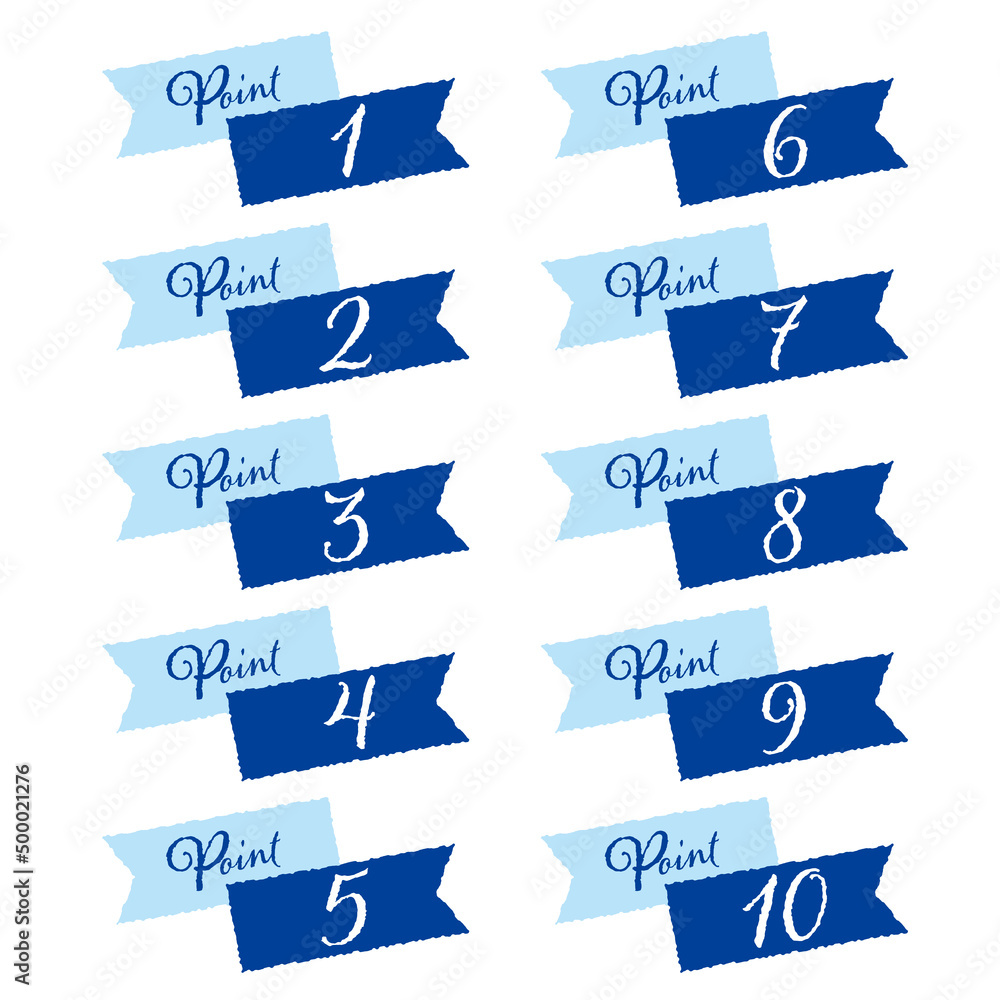 1 10 Point ラフでかわいい手書き風 数字アイコンセット ブルー Stock Vector Adobe Stock