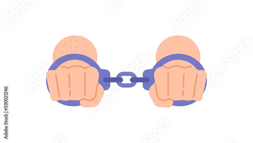 handcuffed illustration. prisoner, criminal, detained. flat cartoon. element design