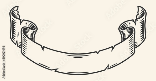 Ribbon banner vintage emblem monochrome