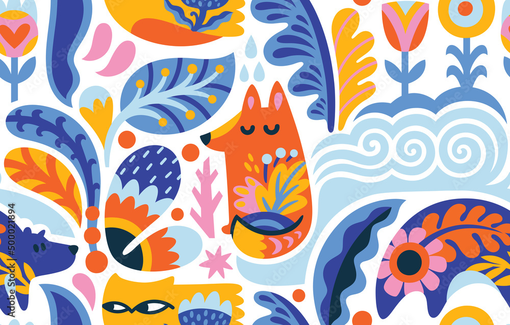 Scandinavian folk art seamless pattern Scandinavian folk art seamless pattern