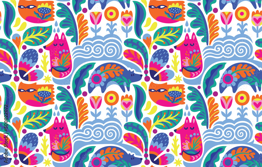 Scandinavian folk art seamless pattern