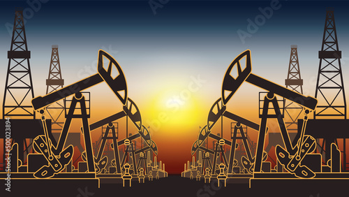 Oil derricks - sucker rod pump. Vector illustration.