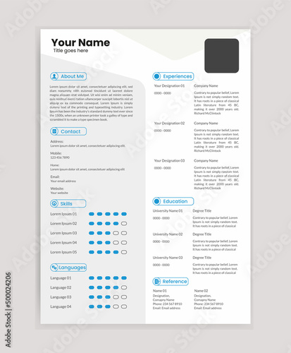 Minimal, super clean, modern, and professional CV or resume template design 